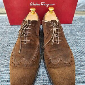 Ferragamo Lavorazione Originale "Baritono" Brown Suede Oxfords Dress shoe (9D)